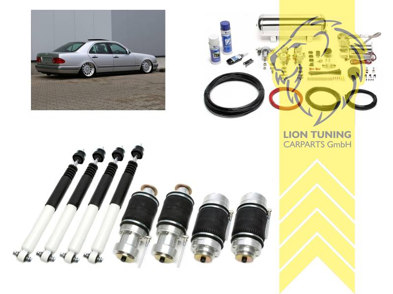 nicht für Modelle mit Niveauregulierung, 11,5L Tank chrom / ViAir Kompressor chrom, fest, weiss, nicht für AMG-Modelle, nicht passend für 4-Matic, Stahl verzinkt, Eintragungspflichtig / Teilegutachten wird nach Kauf spezifisch ausgestellt